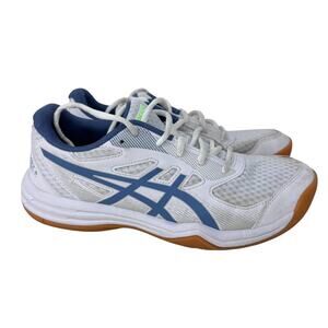 Asics Upcourt 5‎ Pickleball Volleyball Mens Size 6 White Blue Lace Up 1074A039